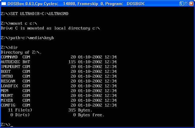 Utilidades básicas de DOSBox